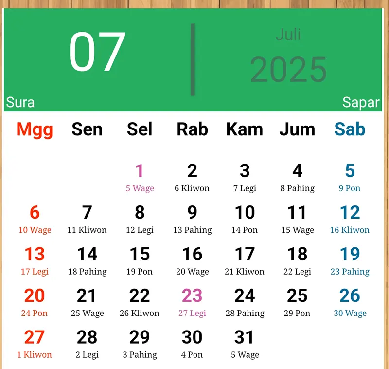 kalender juli 2025