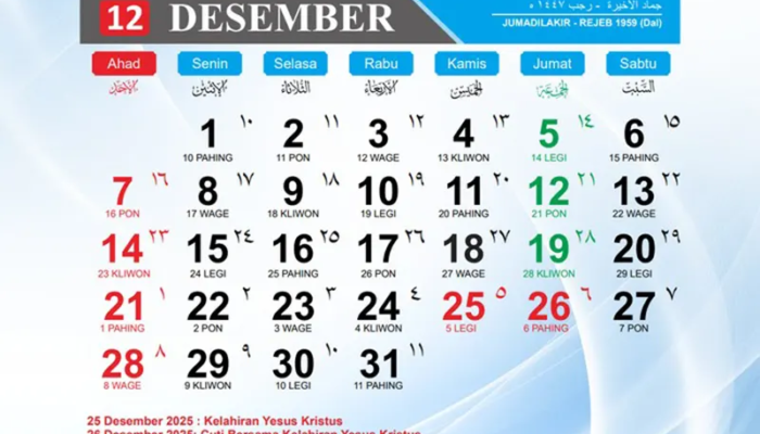 Jadwal Libur dan Cuti Bersama Desember 2025: Libur Natal, Cuti Bersama, dan Libur Sekolah